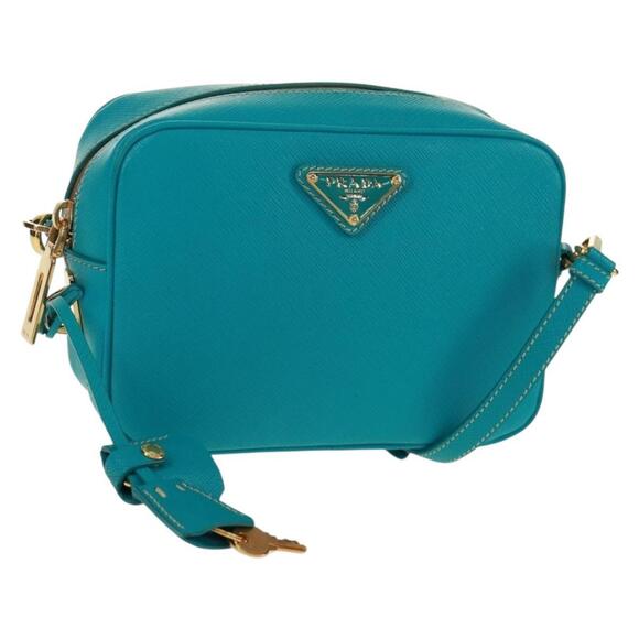 PRADA Handbags - PRADA Shoulder Bag Safiano leather Turquoise Blue Gold Auth 159879SAV
